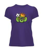 Futbol Kralı Sevimli Kaktüs Mor Kadın Tişört - Tisho