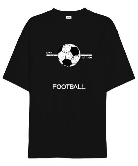 Tisho - Futbol metni ikonu tasarım baskılı 3 Siyah Oversize Unisex Tişört