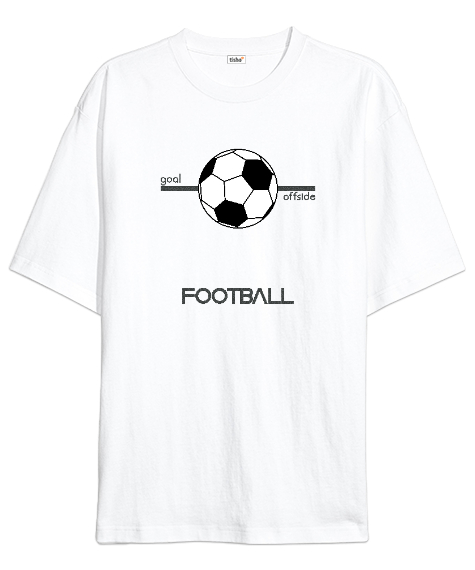 Tisho - Futbol metni ikonu tasarım baskılı Beyaz Oversize Unisex Tişört