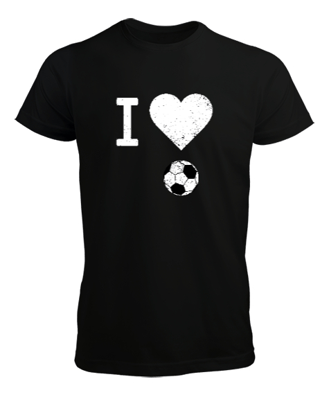 Tisho - Futbolu seviyorum tasarım baskılı 3 Siyah Erkek Tişört