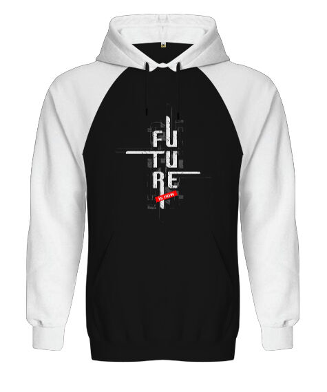 Tisho - Future Blu V1 Siyah/Beyaz Orjinal Reglan Hoodie Unisex Sweatshirt