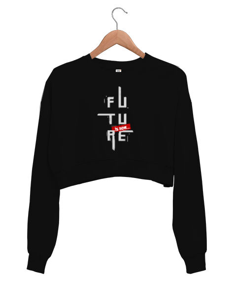 Tisho - Future Blu V2 Siyah Kadın Crop Sweatshirt