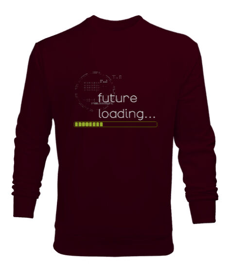 Tisho - Future Loading Bordo Erkek Sweatshirt