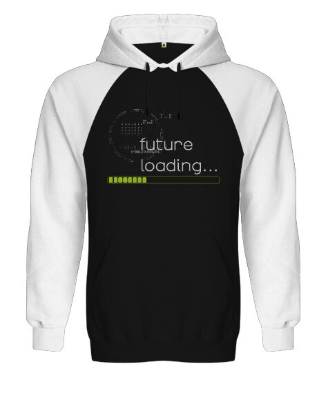 Tisho - Future Loading Siyah/Beyaz Orjinal Reglan Hoodie Unisex Sweatshirt