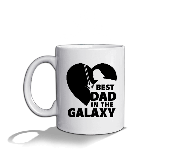 Tisho - Galaksideki En İyi Baba Best Dad in the Galaxy Heart Baskılı Beyaz Beyaz Kupa Bardak