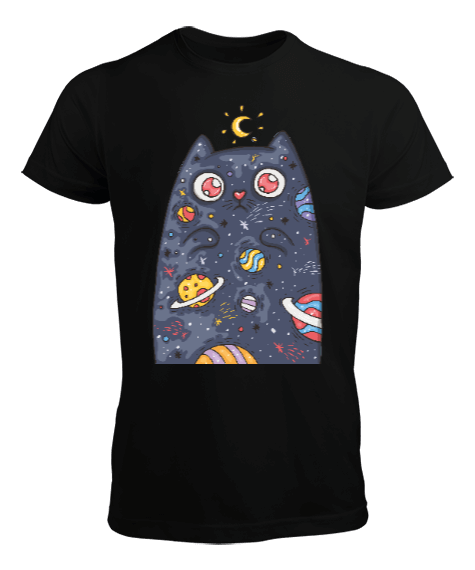 Tisho - Galaktik Kedi, Özel Çizim Tasarım Erkek Tişört