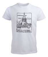 GALATA İSTANBUL Beyaz Erkek Tişört - Tisho