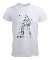 GALATA İSTANBUL Beyaz Erkek Tişört - Tisho