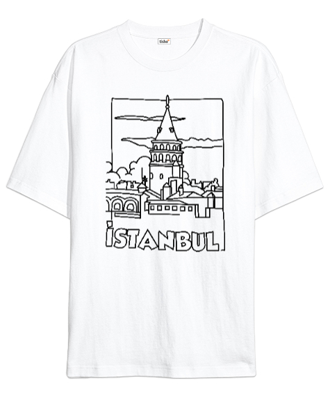 Tisho - GALATA İSTANBUL Beyaz Oversize Unisex Tişört