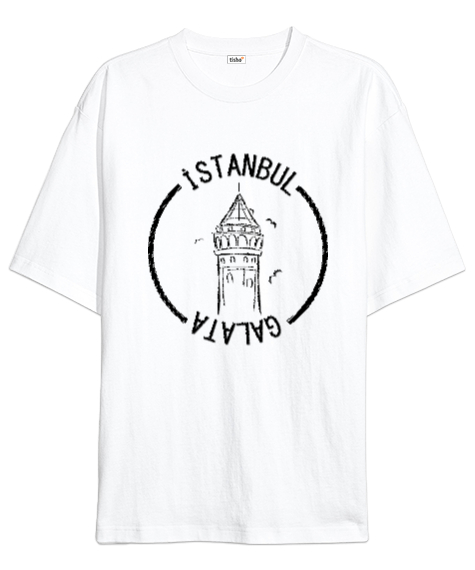 Tisho - GALATA İSTANBUL Beyaz Oversize Unisex Tişört