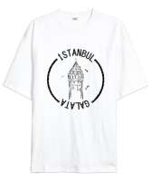 GALATA İSTANBUL Beyaz Oversize Unisex Tişört - Tisho