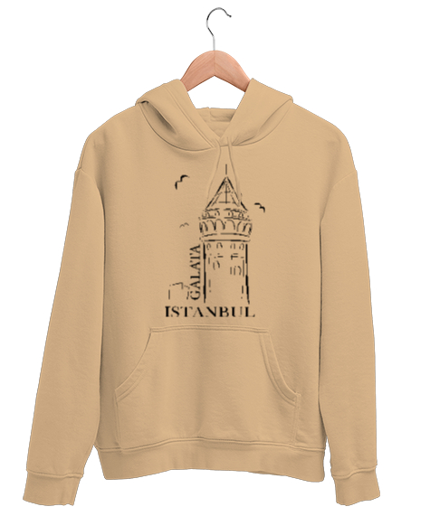 Tisho - GALATA İSTANBUL Camel Unisex Kapşonlu Sweatshirt