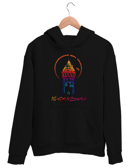 Tisho - GALATA İSTANBUL Siyah Unisex Kapşonlu Sweatshirt