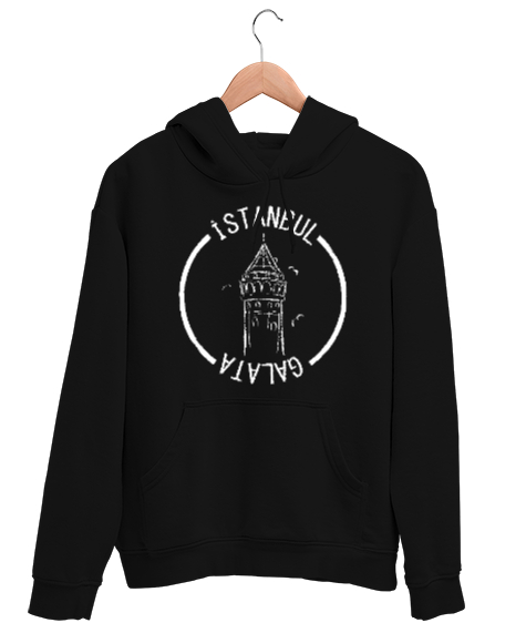 Tisho - GALATA İSTANBUL Siyah Unisex Kapşonlu Sweatshirt