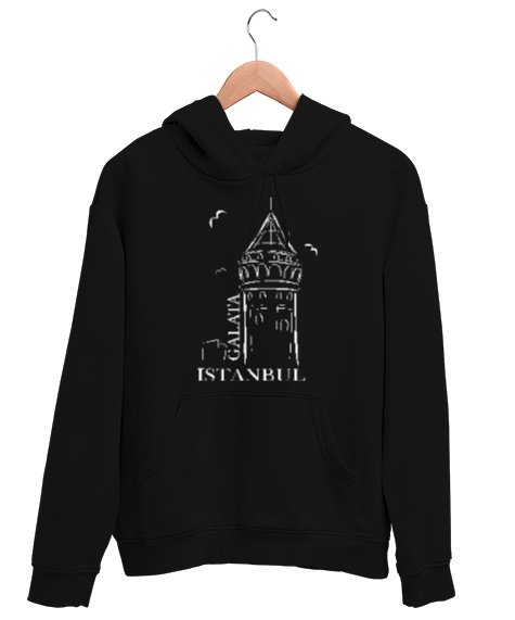 Tisho - GALATA İSTANBUL Siyah Unisex Kapşonlu Sweatshirt