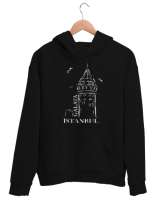 GALATA İSTANBUL Siyah Unisex Kapşonlu Sweatshirt - Tisho