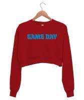 GAME DAY Kırmızı Kadın Crop Sweatshirt - Tisho