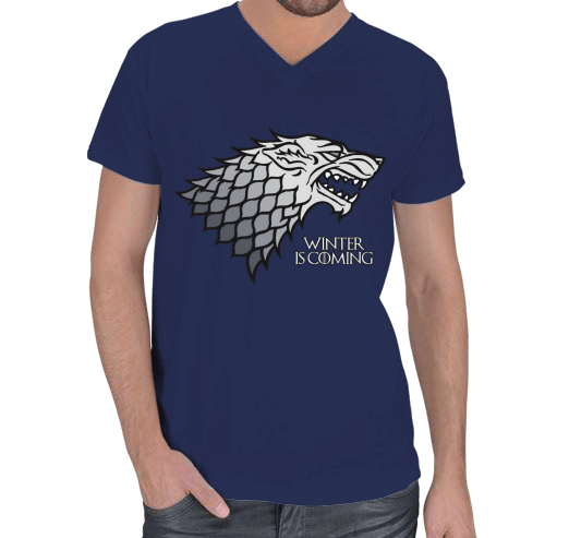 Tisho - Game of Thrones Winter is Coming Erkek Basic V Yaka