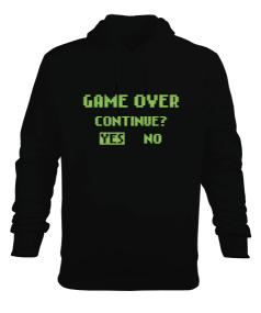 Tisho - GAME OVER Sweatshirt Erkek Siyah Erkek Kapüşonlu Hoodie Sweatshirt