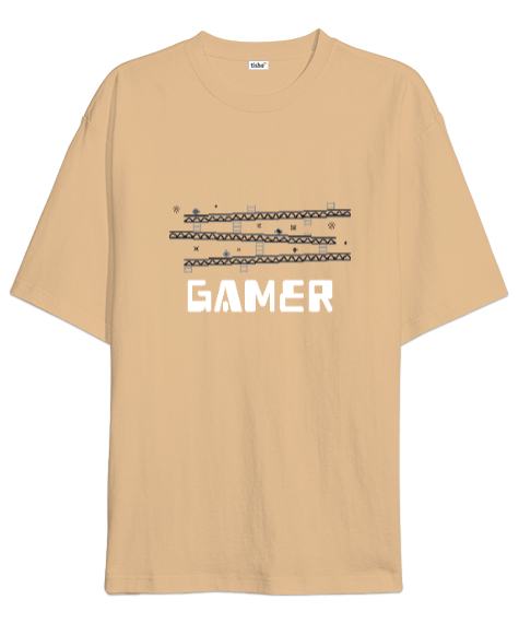 Tisho - Gamer Retro ve Pixel Art Oyun ve Oyuncu Özel Tasarım Camel Oversize Unisex Tişört