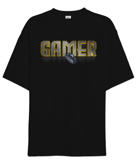 Tisho - Gamer Siyah Oversize Unisex Tişört