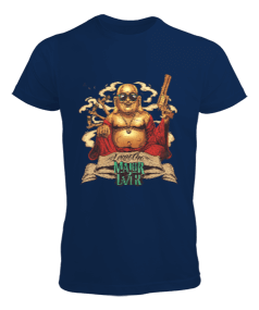 Tisho - Gangsta Buda Lean On Major Lazer Tasarım Baskılı Lacivert Erkek Tişört