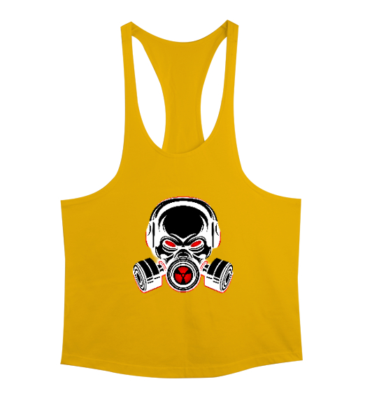 Tisho - Gaz Maskeli Korkutucu Yaratık Sarı Erkek Tank Top Atlet