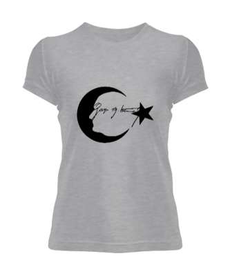 Gazi Mustafa Kemal Atatürk Gri Kadın Tişört - Tisho