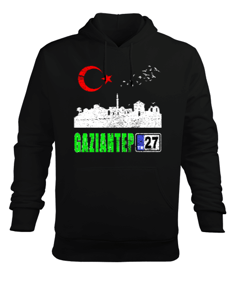 Tisho - gaziantep, gaziantep şehir ,Türkiye,Türkiye bayrağı. Erkek Kapüşonlu Hoodie Sweatshirt
