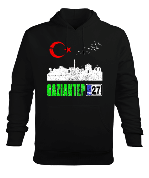 gaziantep, gaziantep şehir ,Türkiye,Türkiye bayrağı. Erkek Kapüşonlu Hoodie Sweatshirt - Tisho
