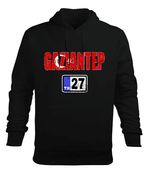 gaziantep, gaziantep şehir ,Türkiye,Türkiye bayrağı. Erkek Kapüşonlu Hoodie Sweatshirt - Tisho