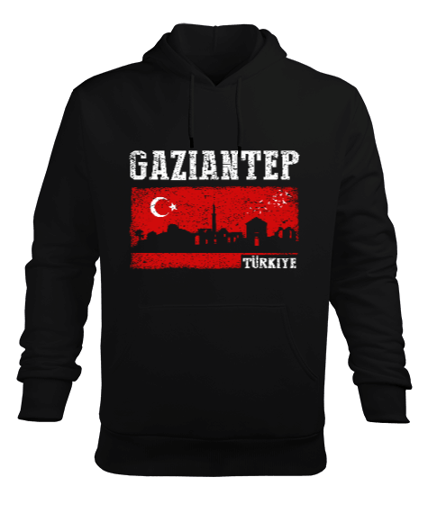 gaziantep, gaziantep şehir ,Türkiye,Türkiye bayrağı. Erkek Kapüşonlu Hoodie Sweatshirt - Tisho