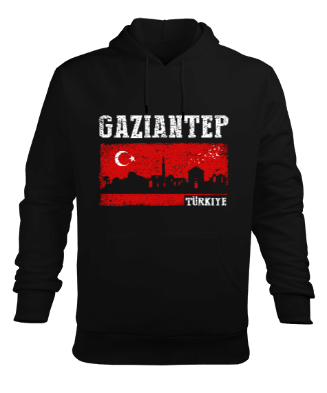 Tisho - gaziantep, gaziantep şehir ,Türkiye,Türkiye bayrağı. Erkek Kapüşonlu Hoodie Sweatshirt