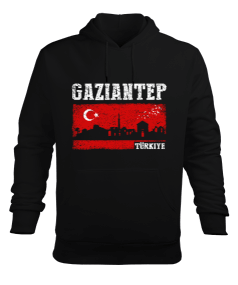 gaziantep, gaziantep şehir ,Türkiye,Türkiye bayrağı. Erkek Kapüşonlu Hoodie Sweatshirt - Tisho