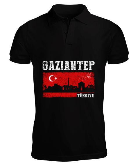 Tisho - gaziantep, gaziantep şehir ,Türkiye,Türkiye bayrağı. Erkek Kısa Kol Polo Yaka