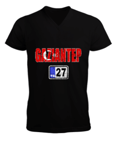 gaziantep, gaziantep şehir ,Türkiye,Türkiye bayrağı. Erkek Kısa Kol V Yaka Tişört - Tisho