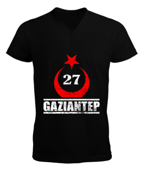 gaziantep, gaziantep şehir ,Türkiye,Türkiye bayrağı. Erkek Kısa Kol V Yaka Tişört
