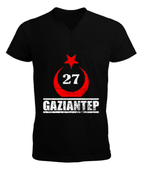 gaziantep, gaziantep şehir ,Türkiye,Türkiye bayrağı. Erkek Kısa Kol V Yaka Tişört - Tisho