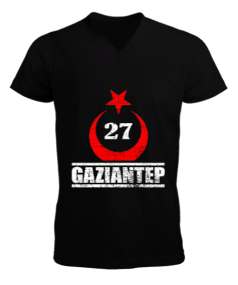 gaziantep, gaziantep şehir ,Türkiye,Türkiye bayrağı. Erkek Kısa Kol V Yaka Tişört - Tisho
