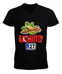 gaziantep, gaziantep şehir ,Türkiye,Türkiye bayrağı. Erkek Kısa Kol V Yaka Tişört - Tisho