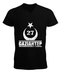 gaziantep, gaziantep şehir ,Türkiye,Türkiye bayrağı. Erkek Kısa Kol V Yaka Tişört - Tisho