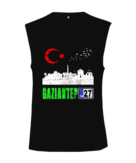 Tisho - gaziantep, gaziantep şehir ,Türkiye,Türkiye bayrağı. Kesik Kol Unisex Tişört