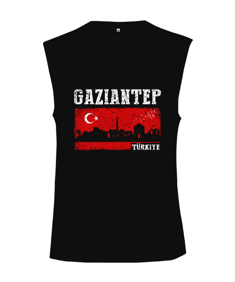 gaziantep, gaziantep şehir ,Türkiye,Türkiye bayrağı. Kesik Kol Unisex Tişört - Tisho