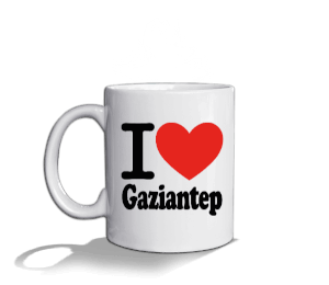Tisho - Gaziantep seviyorum baskılı Beyaz Kupa Bardak