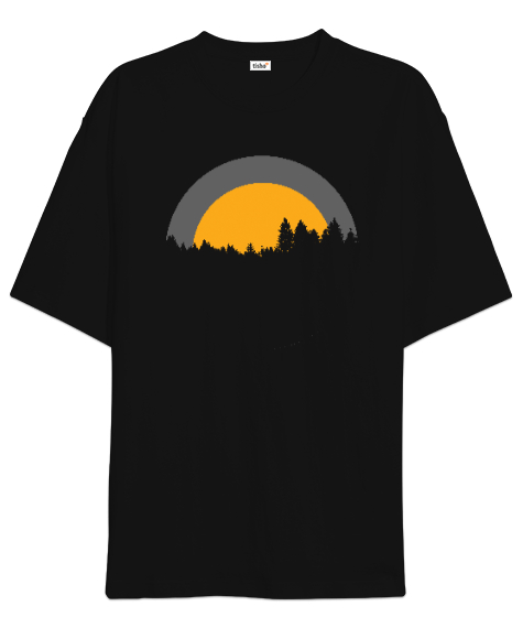 Tisho - Gece ve Doğa Siyah Oversize Unisex Tişört