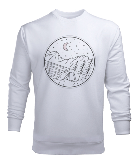 Tisho - Geceleri Grand Teton Milli Park Beyaz Erkek Sweatshirt