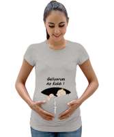 Geliyorum Az Kaldı Gri Gri Kadın Hamile Tişört - Tisho