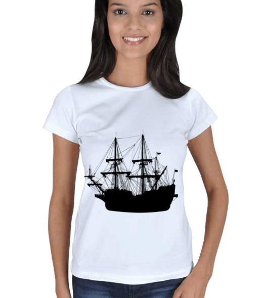 Tisho - Gemi Baskılı Kadın Tişört