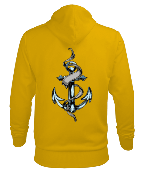 Gemi Çapalı tasarımlı Erkek Kapüşonlu Hoodie Sweatshirt