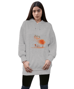 Tisho - Genç Tasarım Kadın Uzun Hoodie Kapüşonlu Sweatshirt